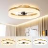 imageVOLISUN Low Profile Ceiling Fans with Lights and Remote 197in Fandelier Ceiling Fan Flush Mount 3000K6500K Smart Bladeless LED Fan Light White Modern Ceiling Fans with Lights for BedroomGold