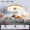 imageVOLISUN Low Profile Ceiling Fans with Lights and Remote 197in Fandelier Ceiling Fan Flush Mount 3000K6500K Smart Bladeless LED Fan Light White Modern Ceiling Fans with Lights for BedroomGold