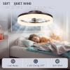 imageVOLISUN Low Profile Ceiling Fans with Lights and Remote 197in Fandelier Ceiling Fan Flush Mount 3000K6500K Smart Bladeless LED Fan Light White Modern Ceiling Fans with Lights for BedroomBrown