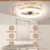 imageVOLISUN Low Profile Ceiling Fans with Lights and Remote 197in Fandelier Ceiling Fan Flush Mount 3000K6500K Smart Bladeless LED Fan Light White Modern Ceiling Fans with Lights for BedroomGold