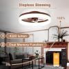 imageVOLISUN Low Profile Ceiling Fans with Lights and Remote 197in Fandelier Ceiling Fan Flush Mount 3000K6500K Smart Bladeless LED Fan Light White Modern Ceiling Fans with Lights for BedroomWalnut