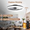 imageVOLISUN Low Profile Ceiling Fans with Lights and Remote 197in Fandelier Ceiling Fan Flush Mount 3000K6500K Smart Bladeless LED Fan Light White Modern Ceiling Fans with Lights for BedroomBlack