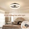 imageVOLISUN Low Profile Ceiling Fans with Lights and Remote 197in Fandelier Ceiling Fan Flush Mount 3000K6500K Smart Bladeless LED Fan Light White Modern Ceiling Fans with Lights for BedroomBlack