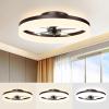 imageVOLISUN Low Profile Ceiling Fans with Lights and Remote 197in Fandelier Ceiling Fan Flush Mount 3000K6500K Smart Bladeless LED Fan Light White Modern Ceiling Fans with Lights for BedroomBrown