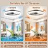 imageVOLISUN Low Profile Ceiling Fans with Lights and Remote 197in Fandelier Ceiling Fan Flush Mount 3000K6500K Smart Bladeless LED Fan Light White Modern Ceiling Fans with Lights for BedroomBlack