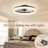 imageVOLISUN Low Profile Ceiling Fans with Lights and Remote 197in Fandelier Ceiling Fan Flush Mount 3000K6500K Smart Bladeless LED Fan Light White Modern Ceiling Fans with Lights for BedroomBlack