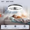 imageVOLISUN Low Profile Ceiling Fans with Lights and Remote 197in Fandelier Ceiling Fan Flush Mount 3000K6500K Smart Bladeless LED Fan Light White Modern Ceiling Fans with Lights for BedroomBlack