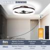 imageVOLISUN Low Profile Ceiling Fans with Lights and Remote 197in Fandelier Ceiling Fan Flush Mount 3000K6500K Smart Bladeless LED Fan Light White Modern Ceiling Fans with Lights for BedroomBrown
