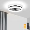 imageVOLISUN Low Profile Ceiling Fans with Lights and Remote 197in Fandelier Ceiling Fan Flush Mount 3000K6500K Smart Bladeless LED Fan Light White Modern Ceiling Fans with Lights for BedroomBlack