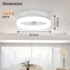 imageVOLISUN Low Profile Ceiling Fans with Lights and Remote 197in Fandelier Ceiling Fan Flush Mount 3000K6500K Smart Bladeless LED Fan Light White Modern Ceiling Fans with Lights for BedroomWhite