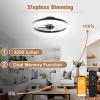 imageVOLISUN Low Profile Ceiling Fans with Lights and Remote 197in Fandelier Ceiling Fan Flush Mount 3000K6500K Smart Bladeless LED Fan Light White Modern Ceiling Fans with Lights for BedroomBlack