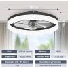 imageVOLISUN Low Profile Ceiling Fans with Lights and Remote 197in Fandelier Ceiling Fan Flush Mount 3000K6500K Smart Bladeless LED Fan Light White Modern Ceiling Fans with Lights for BedroomBlack