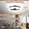 imageVOLISUN Low Profile Ceiling Fans with Lights and Remote 197in Fandelier Ceiling Fan Flush Mount 3000K6500K Smart Bladeless LED Fan Light White Modern Ceiling Fans with Lights for BedroomBrown