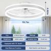 imageVOLISUN Low Profile Ceiling Fans with Lights and Remote 197in Flush Mount Ceiling Fans with Light 3000K6500K Dimmable Fandelier LED Fan Light White Bladeless Ceiling Fans with Lights for BedroomWhite