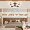 imageVOLISUN Low Profile Ceiling Fans with Lights and Remote 197in Flush Mount Ceiling Fans with Light 3000K6500K Dimmable Fandelier LED Fan Light White Bladeless Ceiling Fans with Lights for BedroomBrown