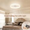 imageVOLISUN Low Profile Ceiling Fans with Lights and Remote 197in Flush Mount Ceiling Fans with Light 3000K6500K Dimmable Fandelier LED Fan Light White Bladeless Ceiling Fans with Lights for BedroomWhite