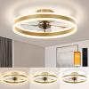 imageVOLISUN Low Profile Ceiling Fans with Lights and Remote 197in Flush Mount Ceiling Fans with Light 3000K6500K Dimmable Fandelier LED Fan Light White Bladeless Ceiling Fans with Lights for BedroomGold
