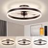 imageVOLISUN Low Profile Ceiling Fans with Lights and Remote 197in Flush Mount Ceiling Fans with Light 3000K6500K Dimmable Fandelier LED Fan Light White Bladeless Ceiling Fans with Lights for BedroomBrown