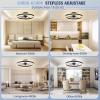 imageVOLISUN Low Profile Ceiling Fans with Lights and Remote 197in Flush Mount Ceiling Fans with Light 3000K6500K Dimmable Fandelier LED Fan Light White Bladeless Ceiling Fans with Lights for BedroomBlack