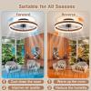 imageVOLISUN Low Profile Ceiling Fans with Lights and Remote 197in Flush Mount Ceiling Fans with Light 3000K6500K Dimmable Fandelier LED Fan Light White Bladeless Ceiling Fans with Lights for BedroomWalnut