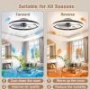 imageVOLISUN Low Profile Ceiling Fans with Lights and Remote 197in Flush Mount Ceiling Fans with Light 3000K6500K Dimmable Fandelier LED Fan Light White Bladeless Ceiling Fans with Lights for BedroomBlack