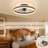 imageVOLISUN Low Profile Ceiling Fans with Lights and Remote 197in Flush Mount Ceiling Fans with Light 3000K6500K Dimmable Fandelier LED Fan Light White Bladeless Ceiling Fans with Lights for BedroomWalnut