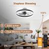 imageVOLISUN Low Profile Ceiling Fans with Lights and Remote 197in Flush Mount Ceiling Fans with Light 3000K6500K Dimmable Fandelier LED Fan Light White Bladeless Ceiling Fans with Lights for BedroomBlack