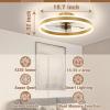 imageVOLISUN Low Profile Ceiling Fans with Lights and Remote 197in Flush Mount Ceiling Fans with Light 3000K6500K Dimmable Fandelier LED Fan Light White Bladeless Ceiling Fans with Lights for BedroomGold