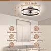 imageVOLISUN Low Profile Ceiling Fans with Lights and Remote 197in Flush Mount Ceiling Fans with Light 3000K6500K Dimmable Fandelier LED Fan Light White Bladeless Ceiling Fans with Lights for BedroomBrown