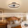 imageVOLISUN Low Profile Ceiling Fans with Lights and Remote 197in Flush Mount Ceiling Fans with Light 3000K6500K Dimmable Fandelier LED Fan Light White Bladeless Ceiling Fans with Lights for BedroomWalnut