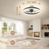 imageVOLISUN Low Profile Ceiling Fans with Lights and Remote 197in Flush Mount Ceiling Fans with Light 3000K6500K Dimmable Fandelier LED Fan Light White Bladeless Ceiling Fans with Lights for BedroomBlack
