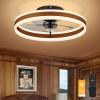 imageVOLISUN Low Profile Ceiling Fans with Lights and Remote 197in Flush Mount Ceiling Fans with Light 3000K6500K Dimmable Fandelier LED Fan Light White Bladeless Ceiling Fans with Lights for BedroomWalnut