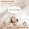 imageVOLISUN Low Profile Ceiling Fans with Lights and Remote 197in Flush Mount Ceiling Fans with Light 3000K6500K Dimmable Fandelier LED Fan Light White Bladeless Ceiling Fans with Lights for BedroomWhite