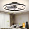 imageVOLISUN Low Profile Ceiling Fans with Lights and Remote 197in Flush Mount Ceiling Fans with Light 3000K6500K Dimmable Fandelier LED Fan Light White Bladeless Ceiling Fans with Lights for BedroomBlack