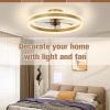 imageVOLISUN Low Profile Ceiling Fans with Lights and Remote 197in Flush Mount Ceiling Fans with Light 3000K6500K Dimmable Fandelier LED Fan Light White Bladeless Ceiling Fans with Lights for BedroomGold