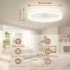 imageVOLISUN Low Profile Ceiling Fans with Lights and Remote 197in Flush Mount Ceiling Fans with Light 3000K6500K Dimmable Fandelier LED Fan Light White Bladeless Ceiling Fans with Lights for BedroomWhite