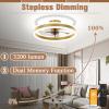 imageVOLISUN Low Profile Ceiling Fans with Lights and Remote 197in Flush Mount Ceiling Fans with Light 3000K6500K Dimmable Fandelier LED Fan Light White Bladeless Ceiling Fans with Lights for BedroomGold