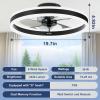 imageVOLISUN Low Profile Ceiling Fans with Lights and Remote 197in Flush Mount Ceiling Fans with Light 3000K6500K Dimmable Fandelier LED Fan Light White Bladeless Ceiling Fans with Lights for BedroomBlack