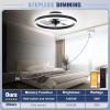 imageVOLISUN Low Profile Ceiling Fans with Lights and Remote 197in Flush Mount Ceiling Fans with Light 3000K6500K Dimmable Fandelier LED Fan Light White Bladeless Ceiling Fans with Lights for BedroomBlack