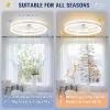 imageVOLISUN Low Profile Ceiling Fans with Lights and Remote 197in Flush Mount Ceiling Fans with Light 3000K6500K Dimmable Fandelier LED Fan Light White Bladeless Ceiling Fans with Lights for BedroomWhite