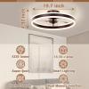 imageVOLISUN Low Profile Ceiling Fans with Lights and Remote 197in Flush Mount Ceiling Fans with Light 3000K6500K Dimmable Fandelier LED Fan Light White Bladeless Ceiling Fans with Lights for BedroomBrown
