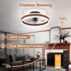 imageVOLISUN Low Profile Ceiling Fans with Lights and Remote 197in Flush Mount Ceiling Fans with Light 3000K6500K Dimmable Fandelier LED Fan Light White Bladeless Ceiling Fans with Lights for BedroomWalnut