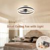 imageVOLISUN Low Profile Ceiling Fans with Lights and Remote 197in Flush Mount Ceiling Fans with Light 3000K6500K Dimmable Fandelier LED Fan Light White Bladeless Ceiling Fans with Lights for BedroomBlack