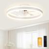 imageVOLISUN Low Profile Ceiling Fans with Lights and Remote 197in Flush Mount Ceiling Fans with Light 3000K6500K Dimmable Fandelier LED Fan Light White Bladeless Ceiling Fans with Lights for BedroomWhite