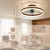 imageVOLISUN Low Profile Ceiling Fans with Lights and Remote 197in Flush Mount Ceiling Fans with Light 3000K6500K Dimmable Fandelier LED Fan Light White Bladeless Ceiling Fans with Lights for BedroomWalnut