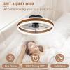 imageVOLISUN Low Profile Ceiling Fans with Lights and Remote 197in Flush Mount Ceiling Fans with Light 3000K6500K Dimmable Fandelier LED Fan Light White Bladeless Ceiling Fans with Lights for BedroomWalnut