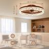 imageVOLISUN Modern Ceiling Fans with Lights and Remote 197in Low Profile Ceiling Fan Flush Mount 3000K6500K Dimmable Bladeless LED Fan Light White Fandelier Ceiling Fans with Lights for BedroomWalnut