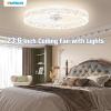 imageVOLISUN Modern Ceiling Fans with Lights and Remote 197in Low Profile Ceiling Fan Flush Mount 3000K6500K Dimmable Bladeless LED Fan Light White Fandelier Ceiling Fans with Lights for BedroomWhite