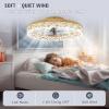 imageVOLISUN Modern Ceiling Fans with Lights and Remote 197in Low Profile Ceiling Fan Flush Mount 3000K6500K Dimmable Bladeless LED Fan Light White Fandelier Ceiling Fans with Lights for BedroomGold