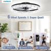 imageVOLISUN Modern Ceiling Fans with Lights and Remote 197in Low Profile Ceiling Fan Flush Mount 3000K6500K Dimmable Bladeless LED Fan Light White Fandelier Ceiling Fans with Lights for BedroomBlack